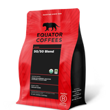 50-50 Blend Coffee | Certified Fair Trade Organic Coffee | Half Caf Coffee | Half Caffeinated Coffee | 12oz Bag of Whole Bean Coffee | Equator Coffees