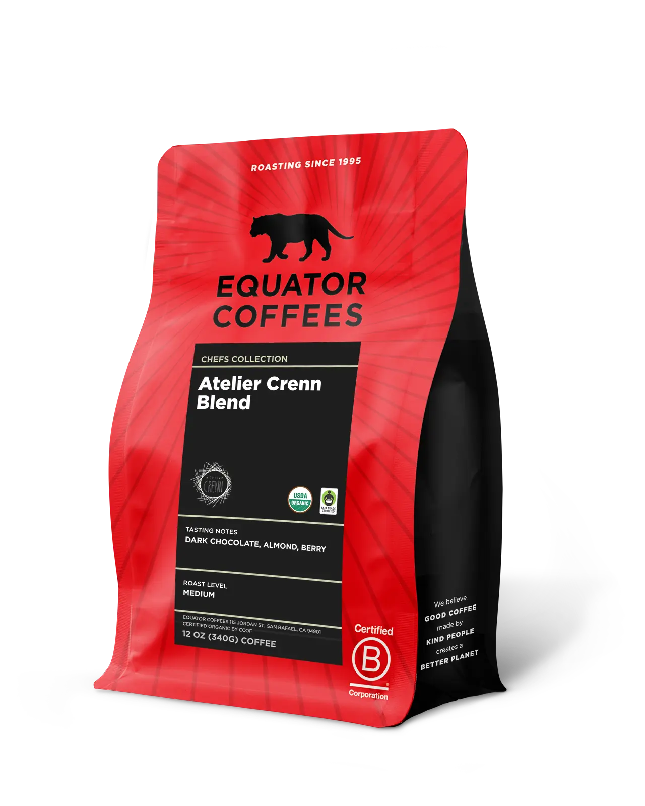 Atelier Crenn Blend | Michelin Star Coffee | Certified Organic Coffee | 12oz Bag of Whole Bean Coffee | Equator Coffees