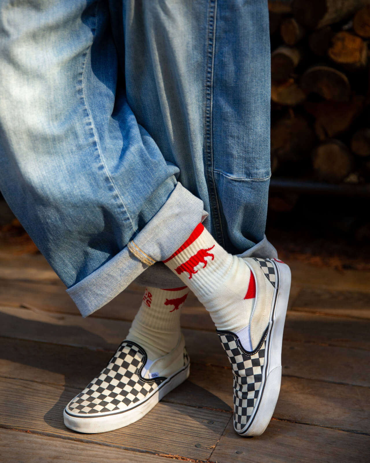 Showing off the retro white Equator performance socks outdoors with a pair of Converse | Equator Coffees