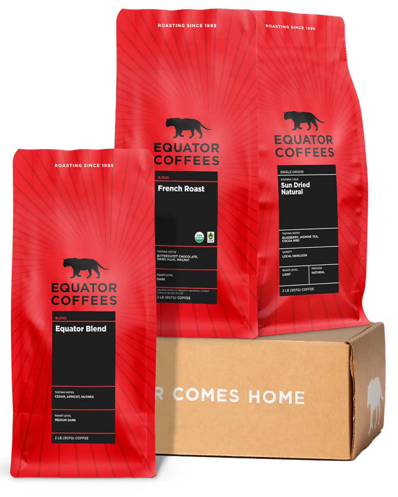 Essential Equator Coffee Set | Popular Equator Coffees | Coffee Bundle | Three 2lb Bags of Whole Bean Coffee | Equator Coffees
